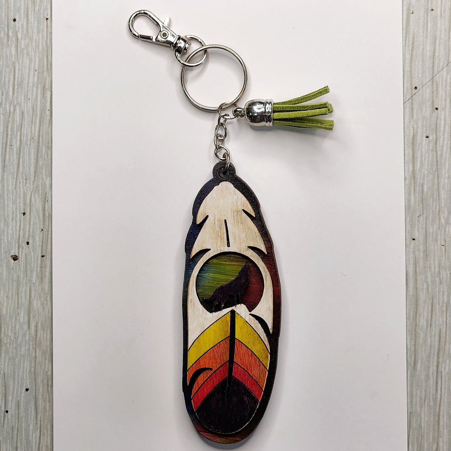 Wooden Feather Keychain - Variety