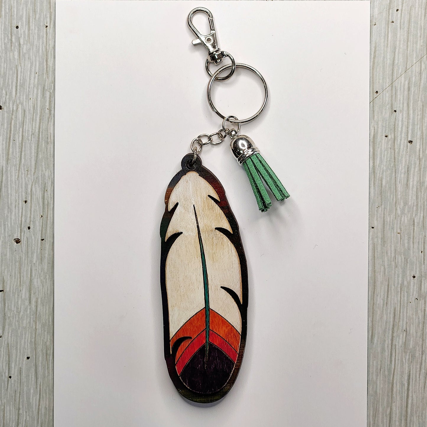 Wooden Feather Keychain - Variety