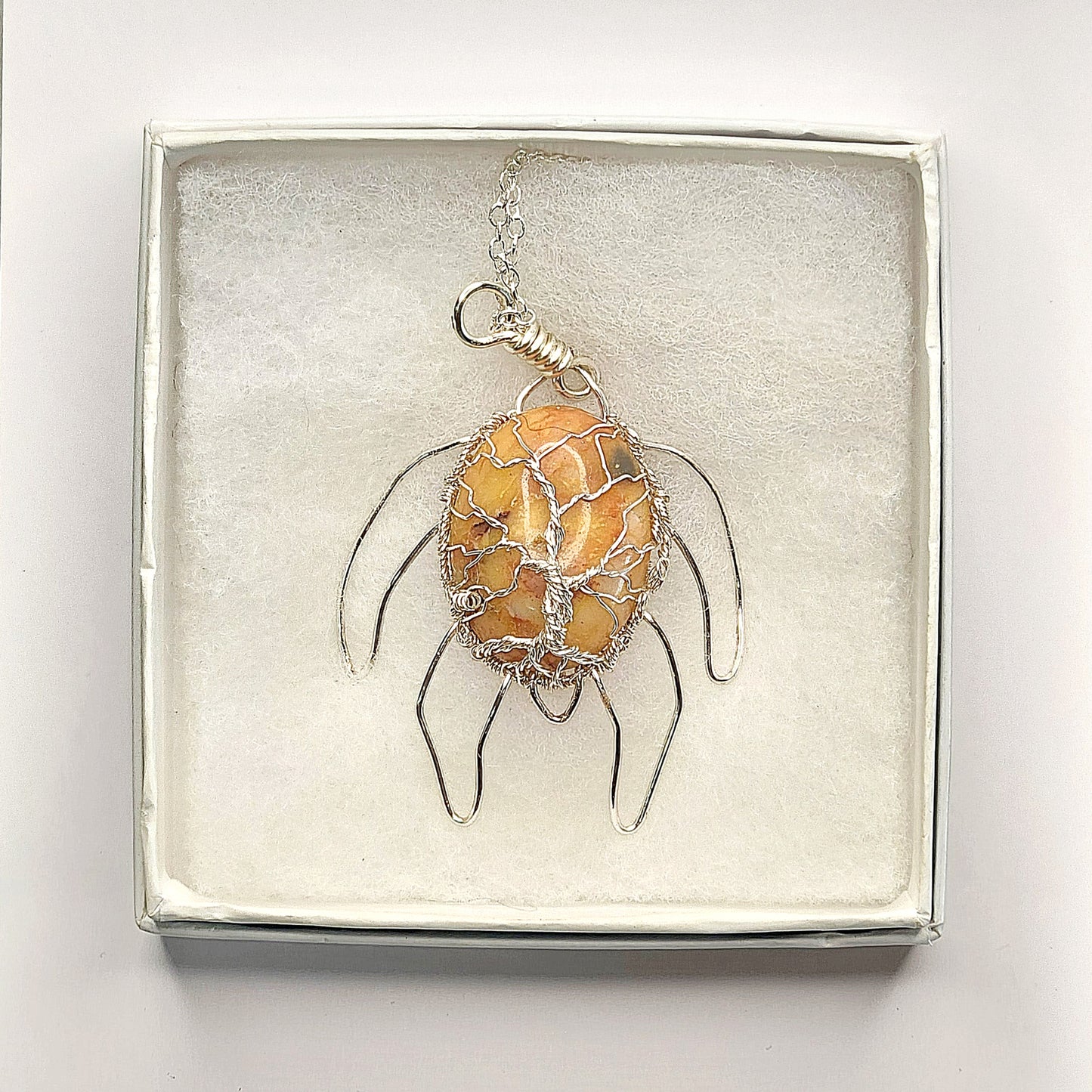 Sea Turtle Carnelian Gemstome Necklace