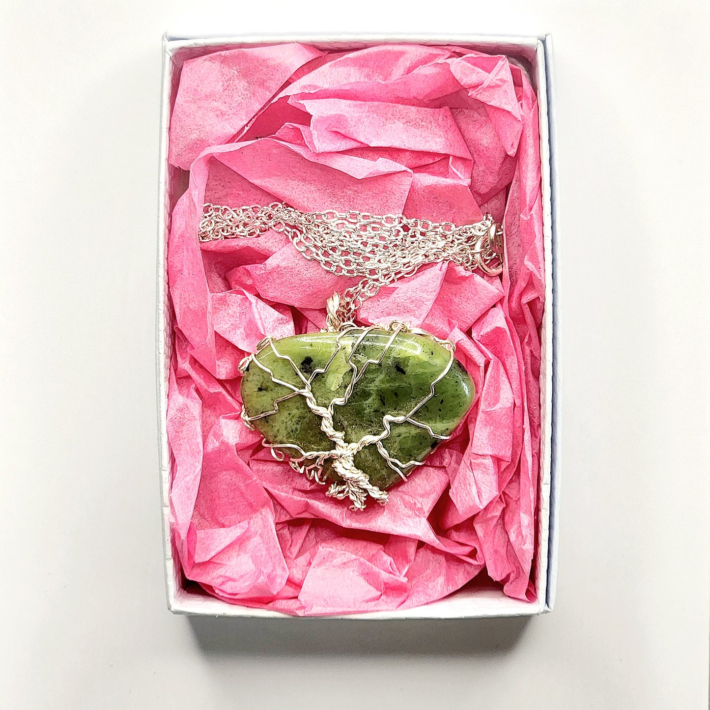 Authentic Jade Stone Wired Tree Necklace