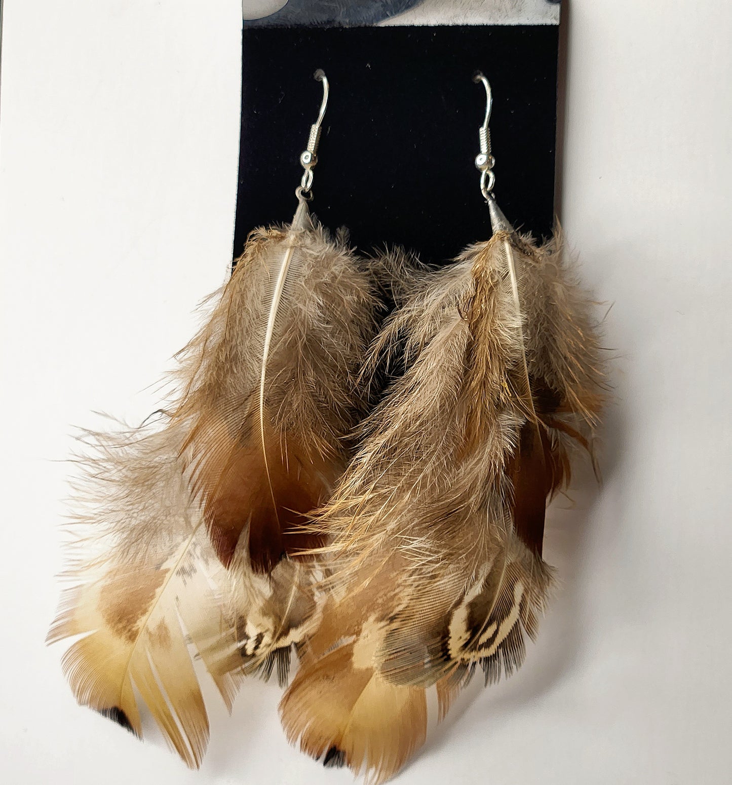 Natural Turkey Feather Earrings