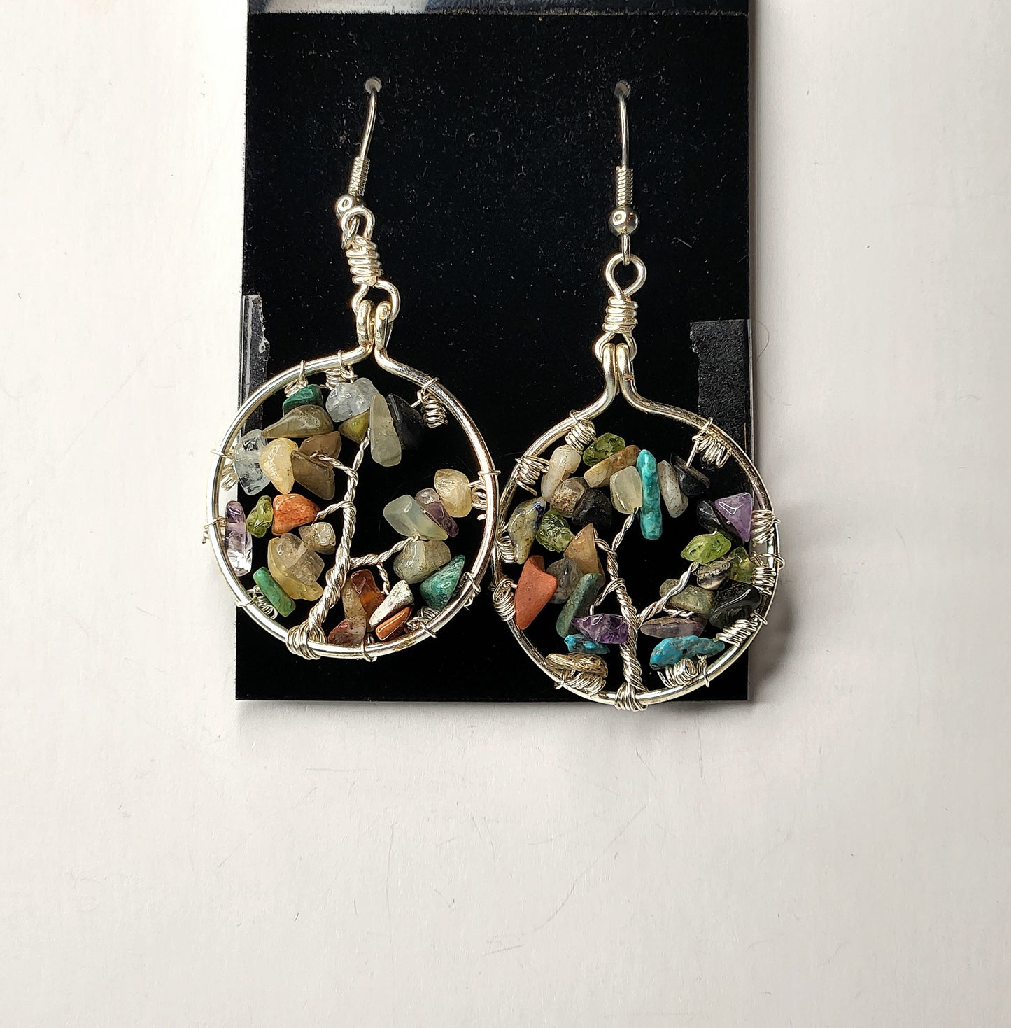 1 of a Kind Gemstone Tree Earrings
