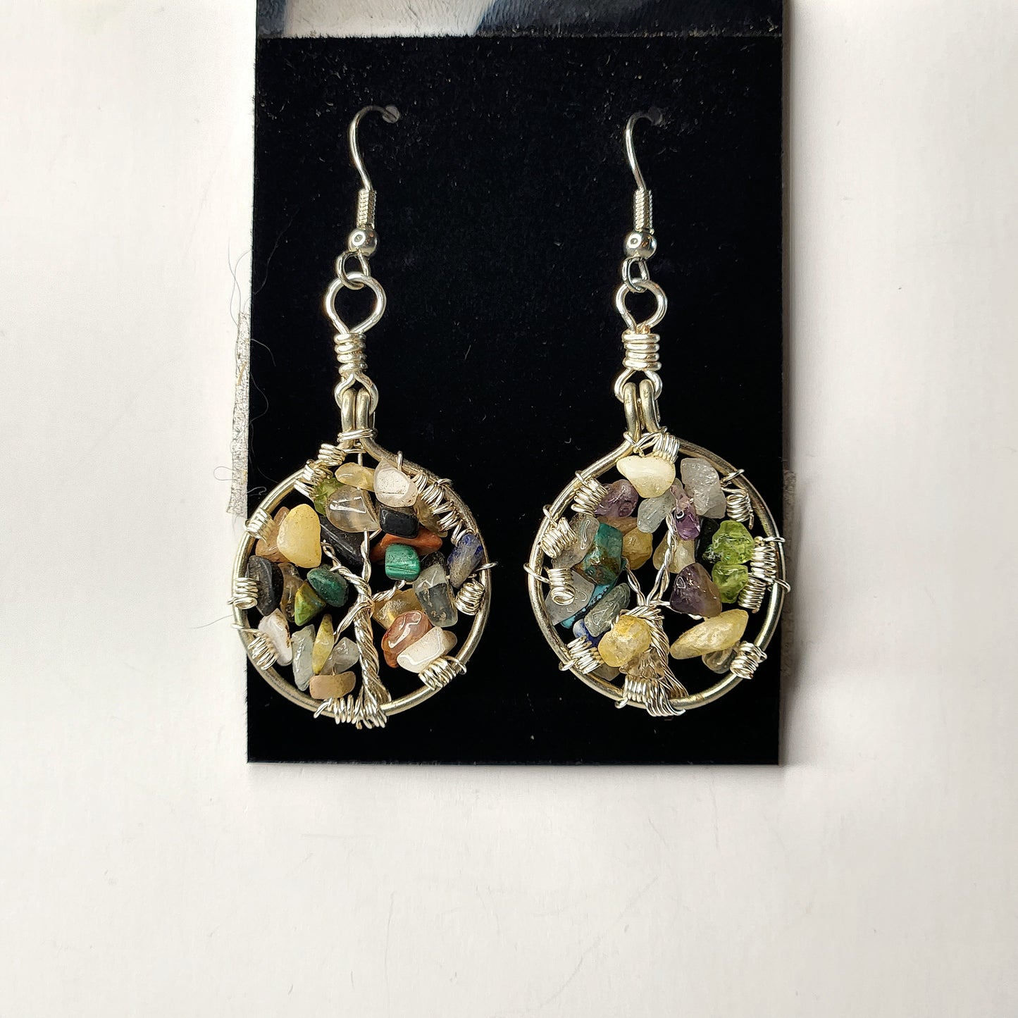 1 of a Kind Gemstone Tree Earrings