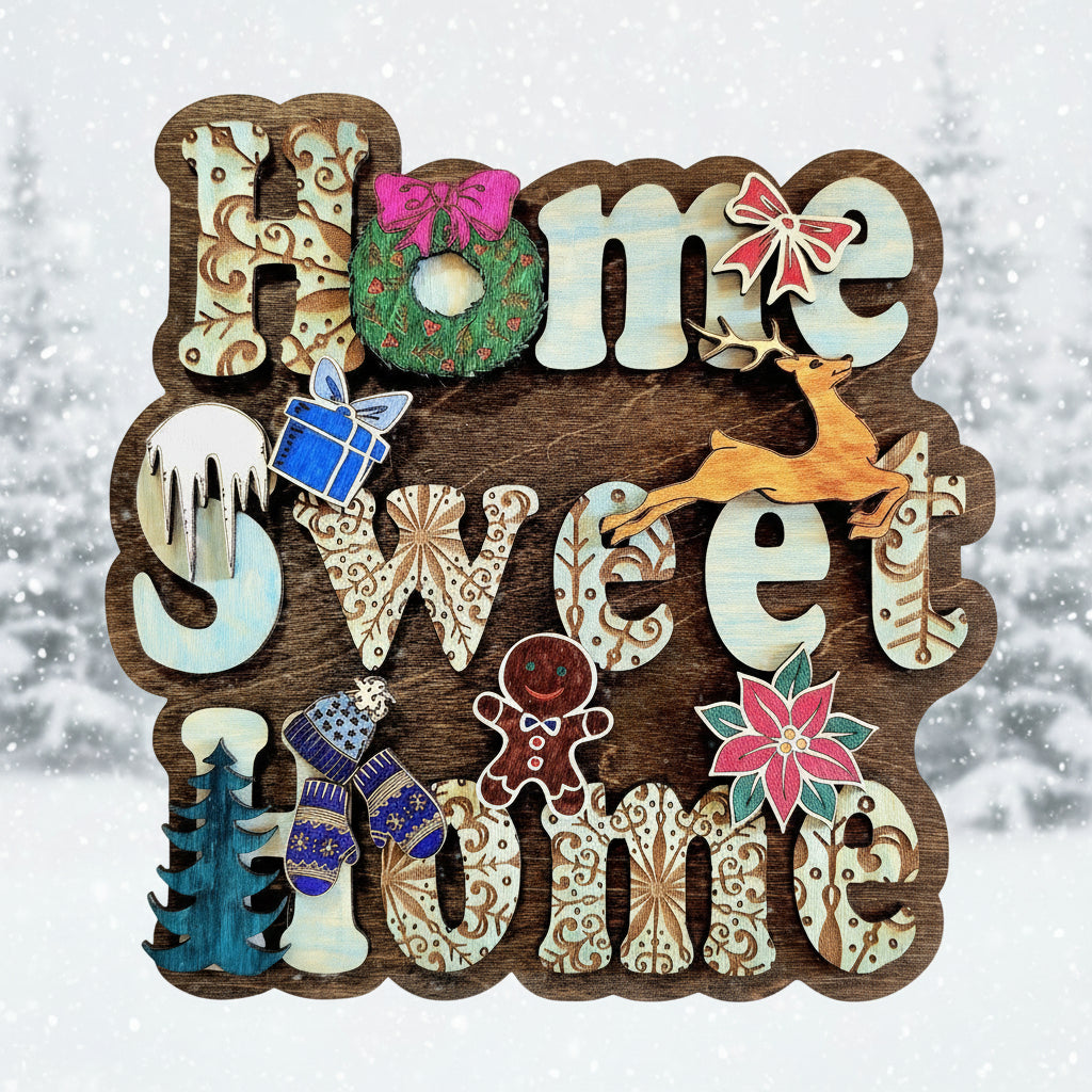 Home Sweet Home Christmas Decor Sign