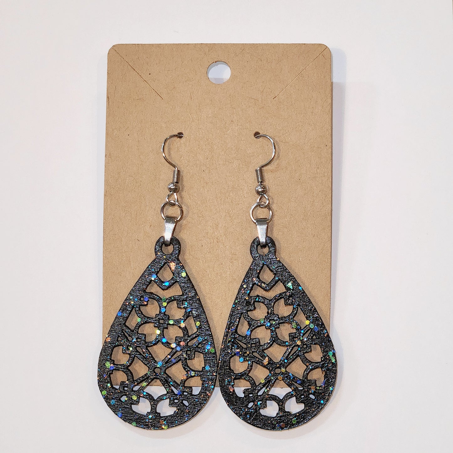 Black Sparkle Teardrop Earrings