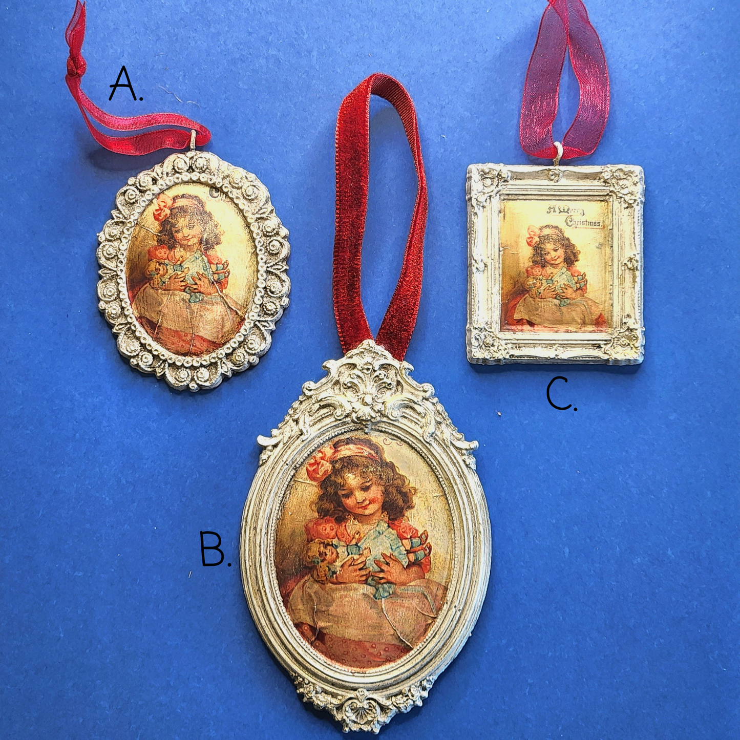 Variety of Small Vintage Framed Ornaments
