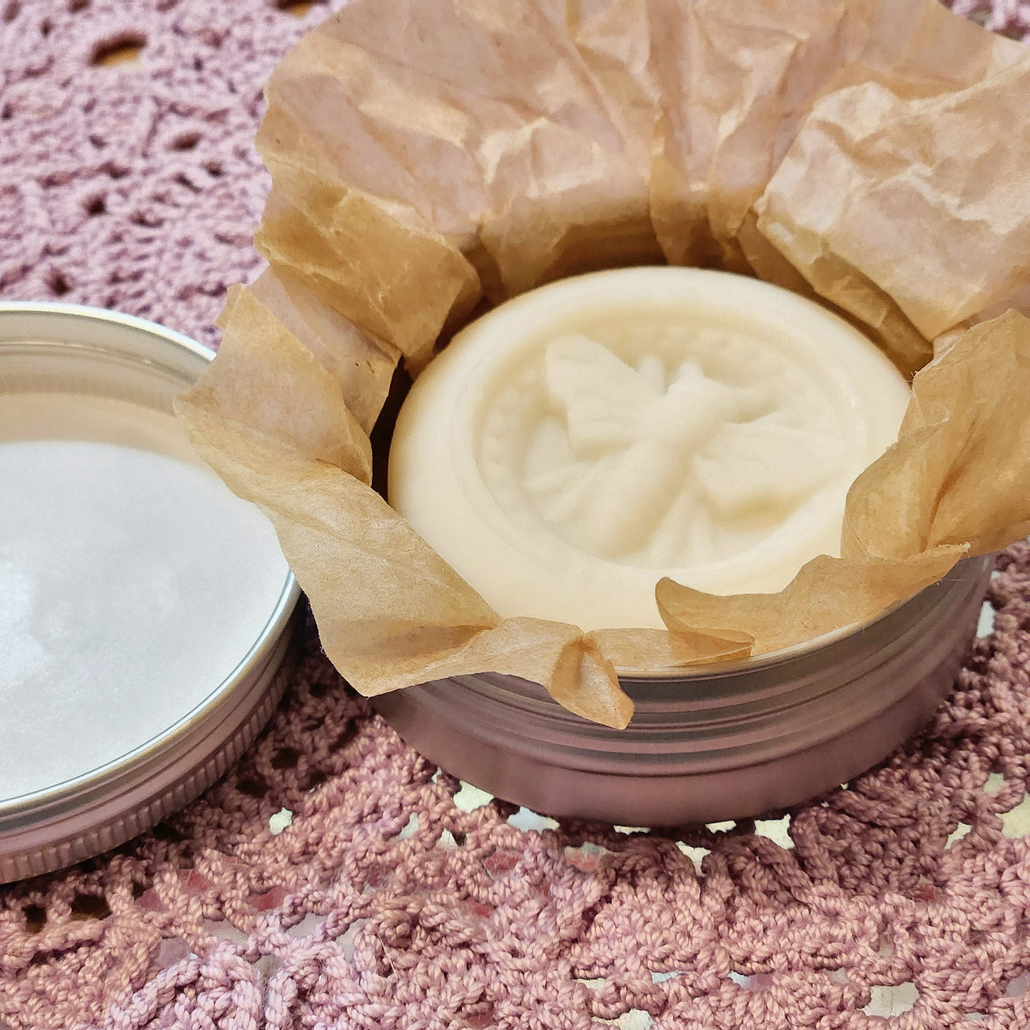 Old Barn Gifts - Homemade Circular Lotion Bar - Peony & Amberwood