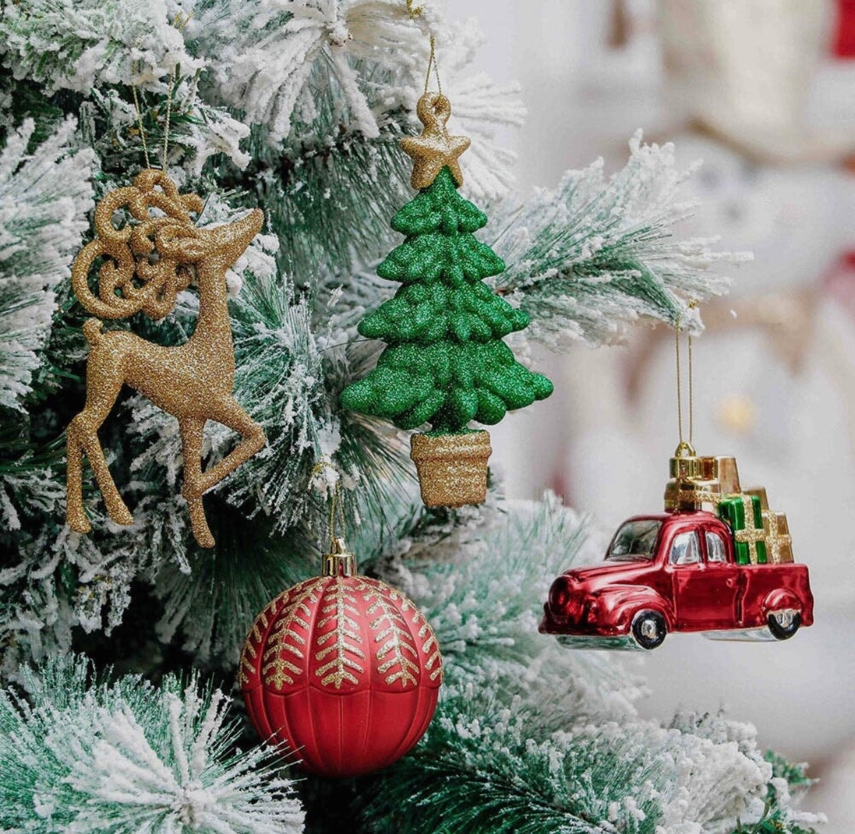 Vintage Farm Truck Ornament Set