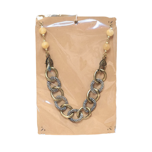 Honey Jasper / Rhinestone Chain Necklace