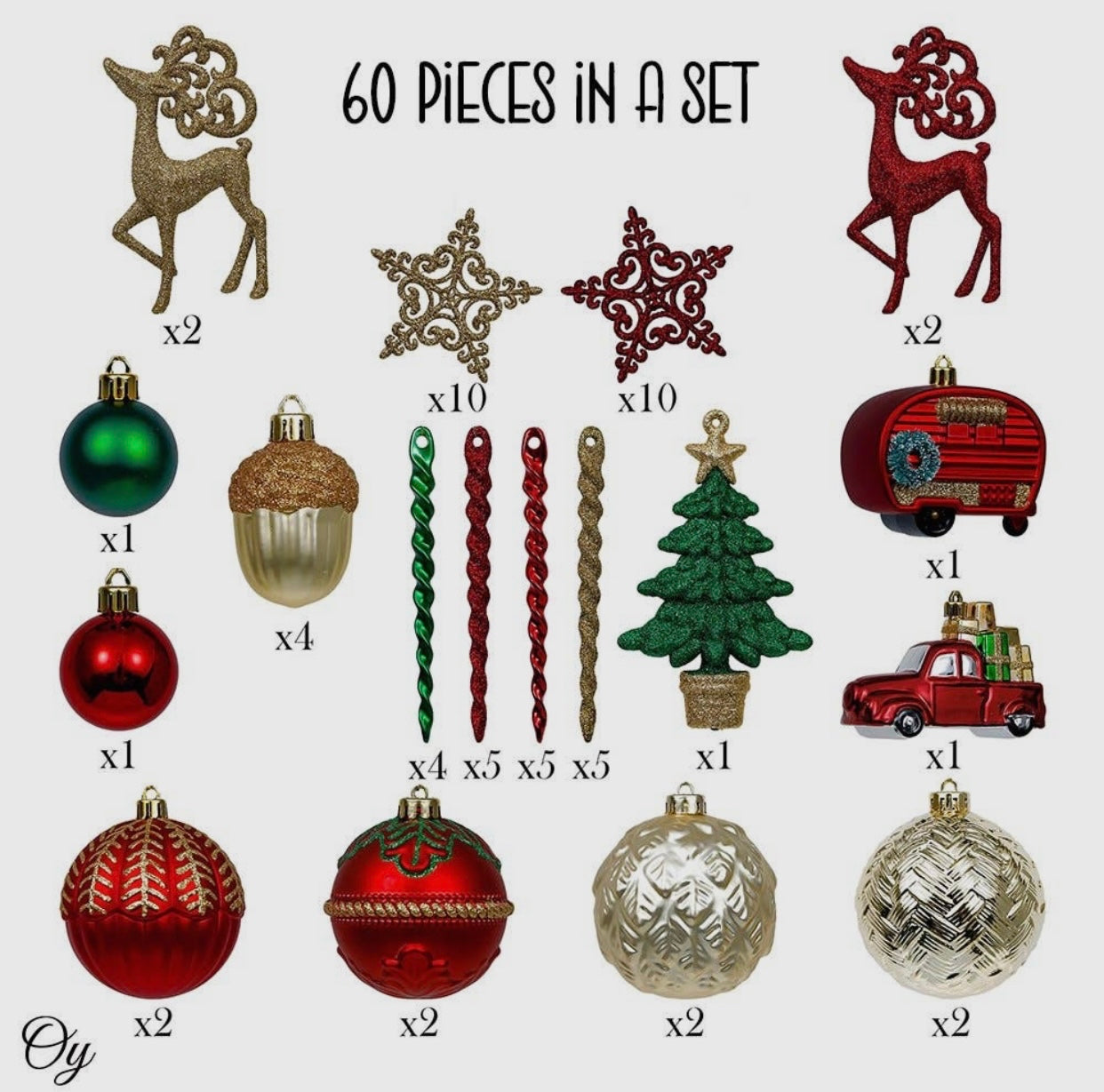 Vintage Farm Truck Ornament Set