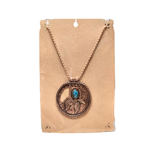Turquoise Flower Bud Copper Necklace