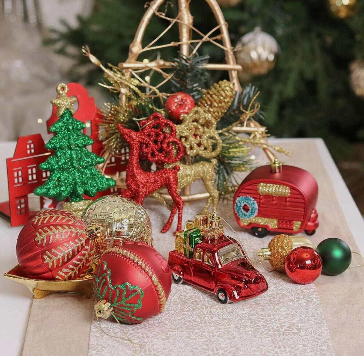 Vintage Farm Truck Ornament Set