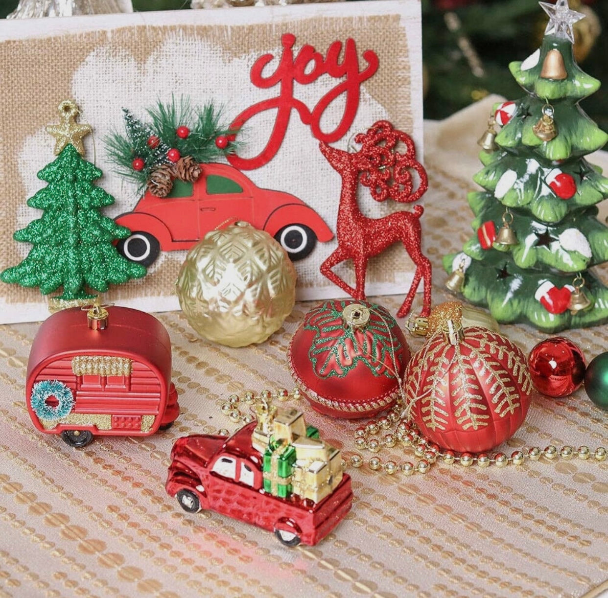 Vintage Farm Truck Ornament Set