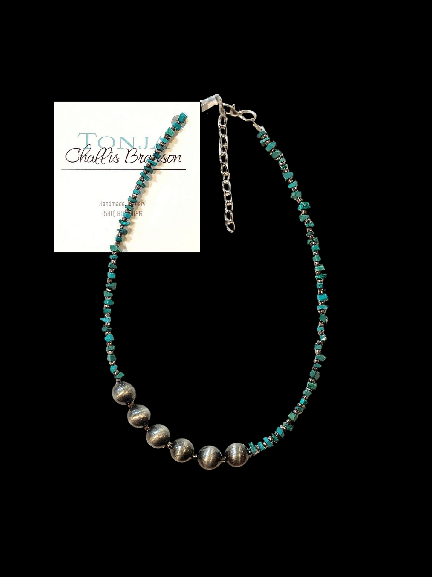 Green Agate & Faux Navajo Pearls 17"