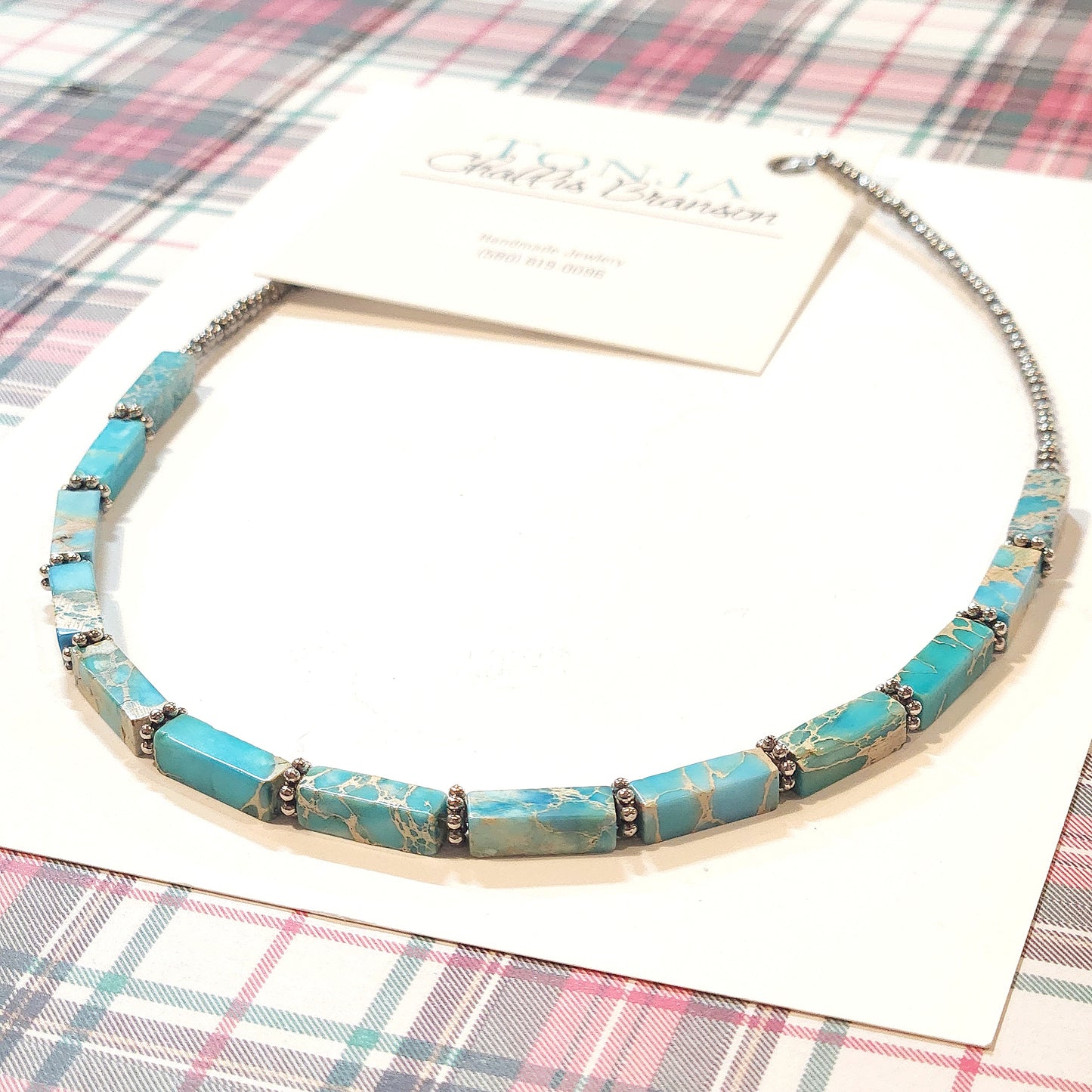 Turquoise Square Bar Style Necklace