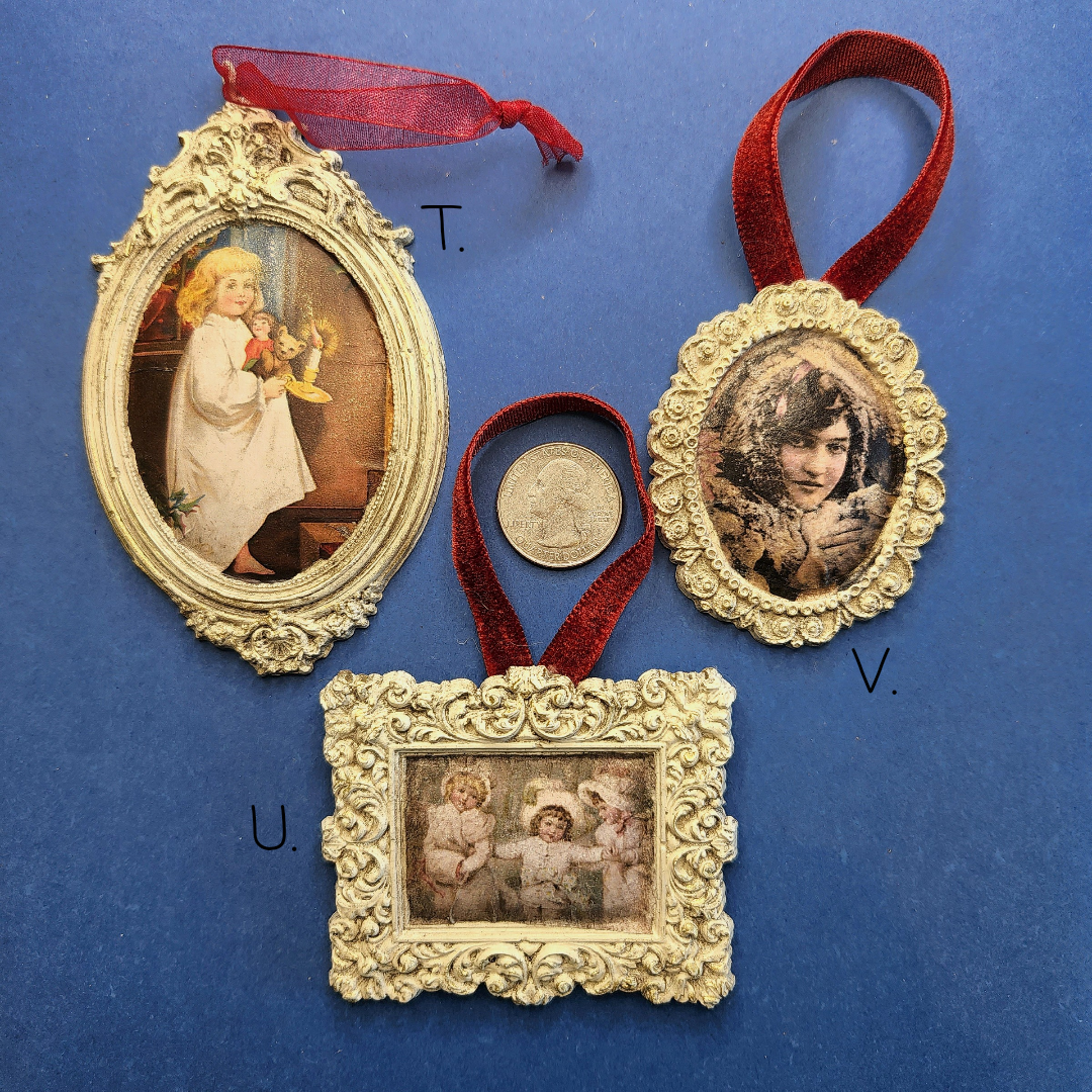 Variety of Small Vintage Framed Ornaments