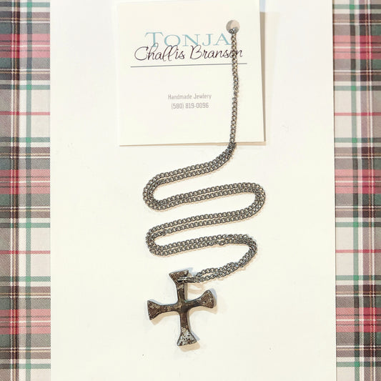 Rustic Horseshoe Cross on Chain 23"