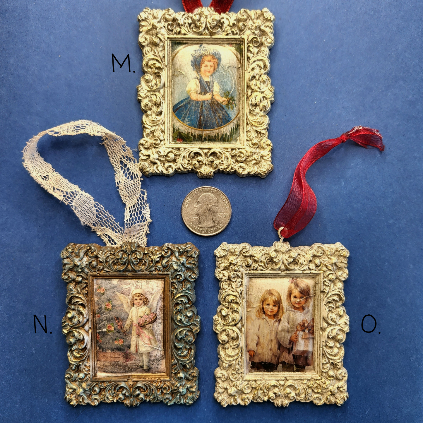 Variety of Small Vintage Framed Ornaments