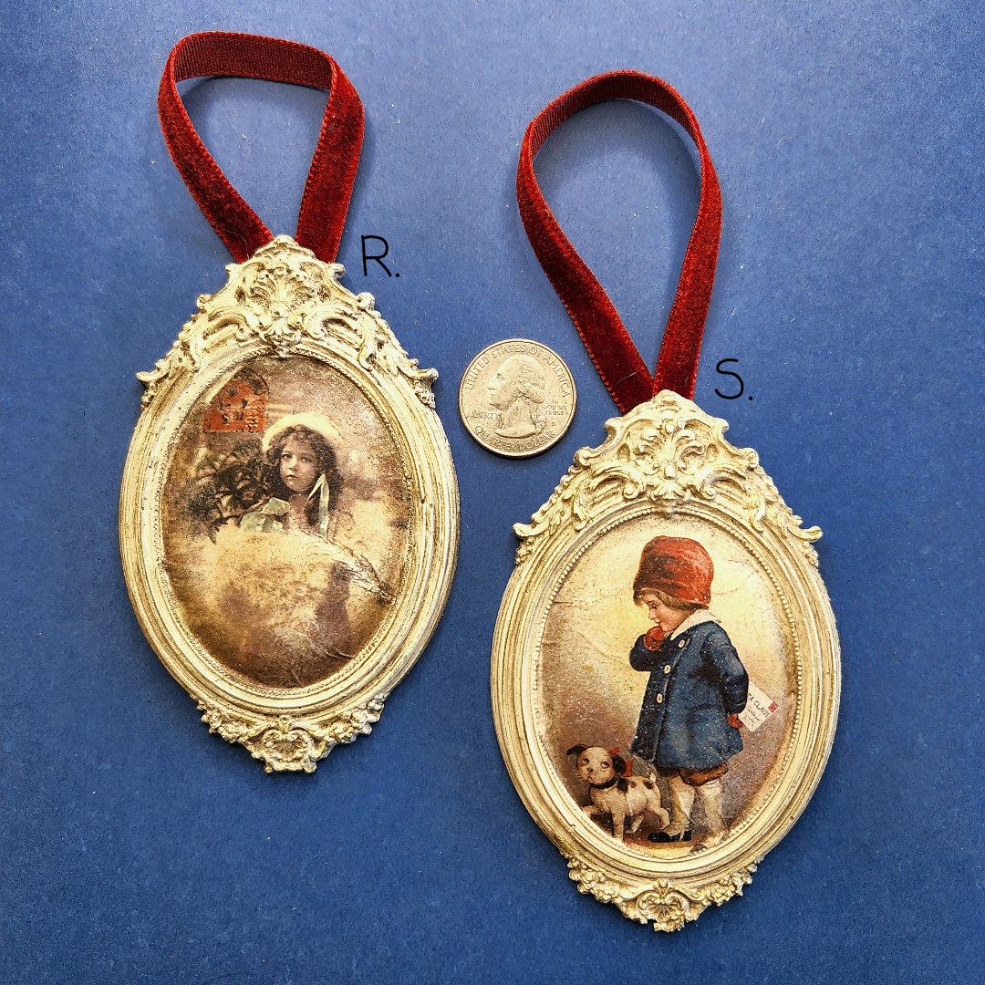 Variety of Small Vintage Framed Ornaments
