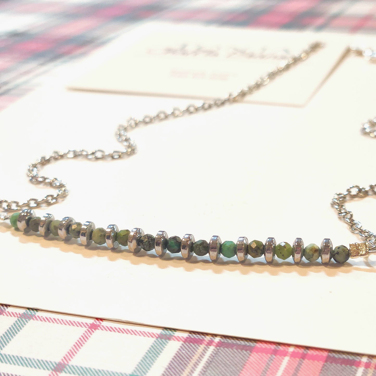 Diamond Cut Stone Bar Necklace