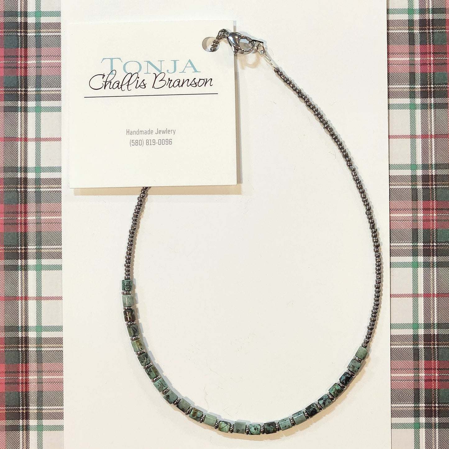 African Turquoise and Hemitite spacers on Stainless hardware