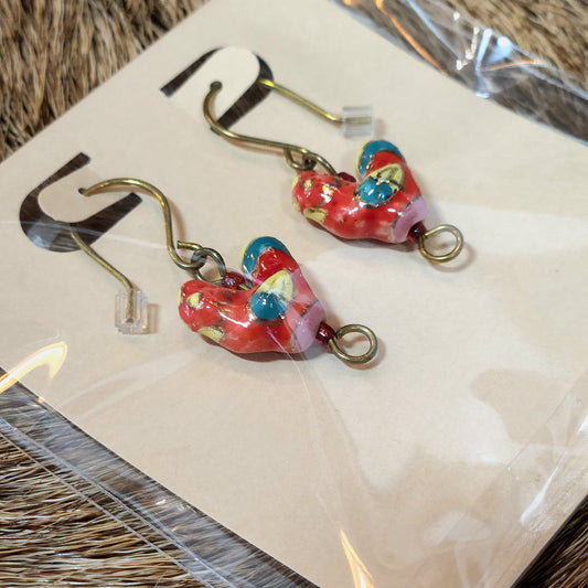 Red Rooster Earrings Handcrafted