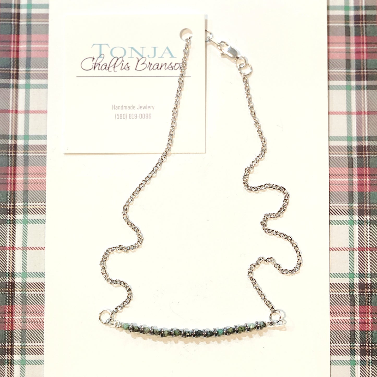 Diamond Cut Stone Bar Necklace