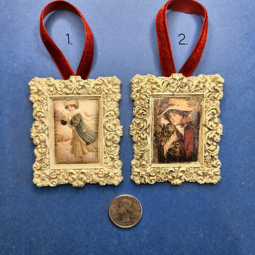 Variety of Small Vintage Framed Ornaments