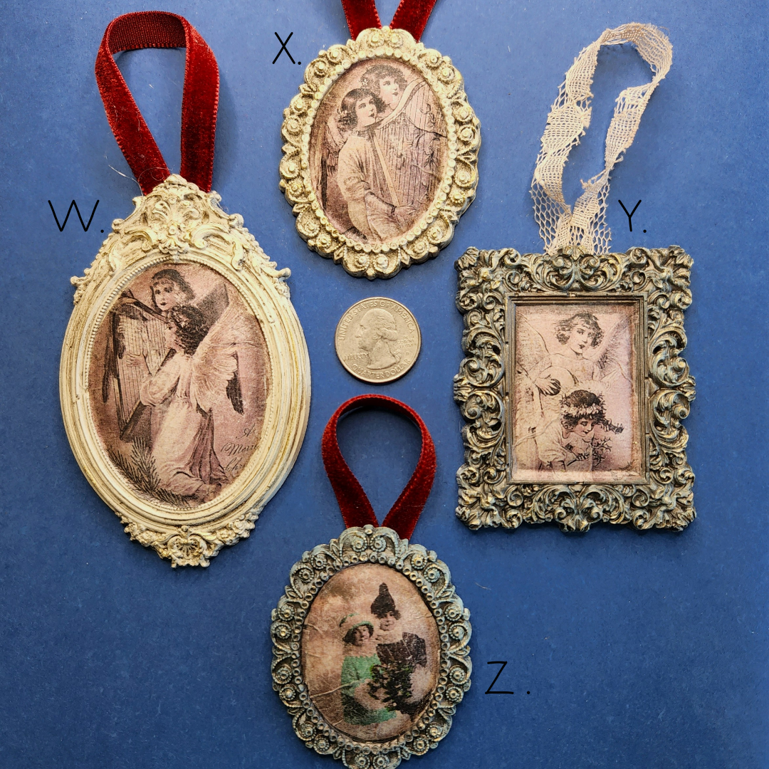 Variety of Small Vintage Framed Ornaments