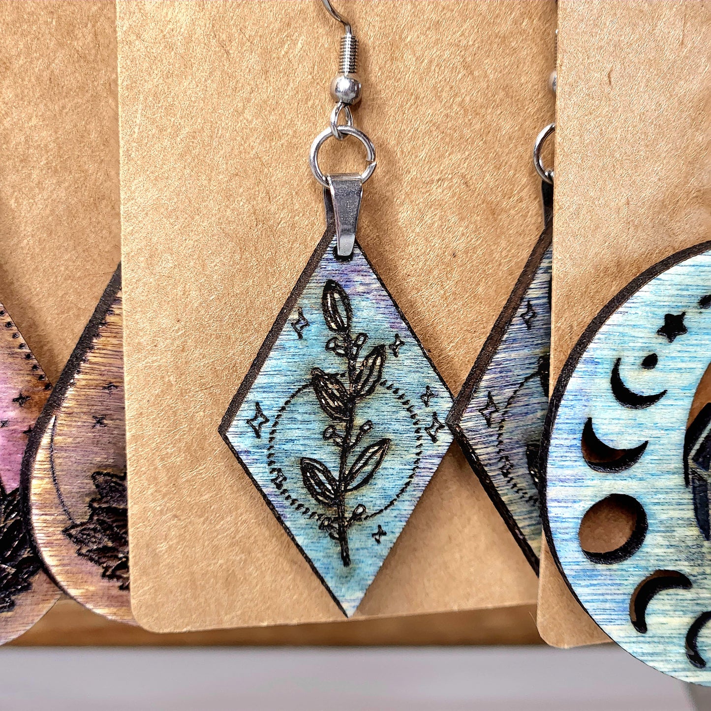 Handcrafted Wooden Earrings - Variety