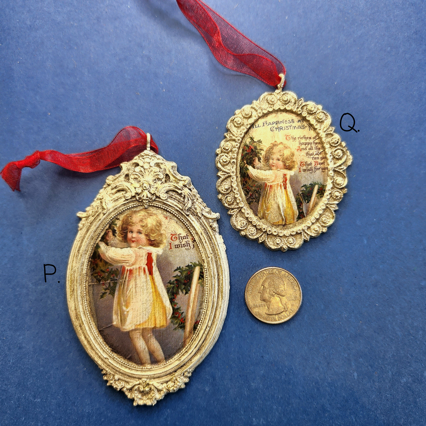 Variety of Small Vintage Framed Ornaments