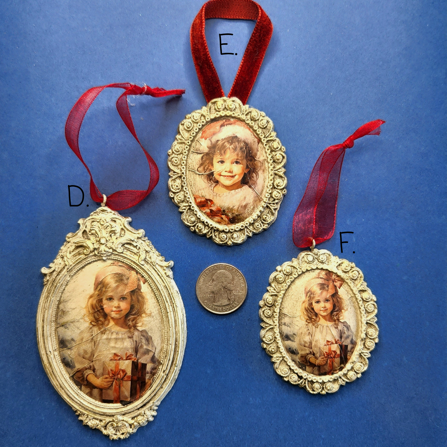 Variety of Small Vintage Framed Ornaments