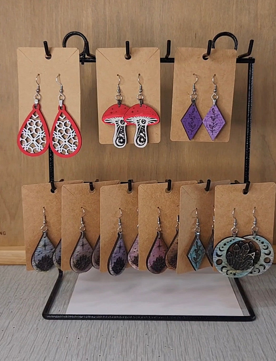Handcrafted Wooden Earrings - Variety