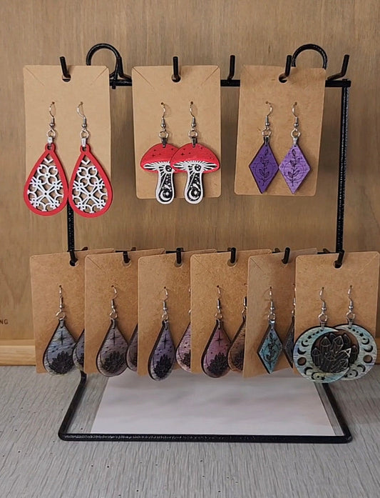 Handcrafted Wooden Earrings - Variety