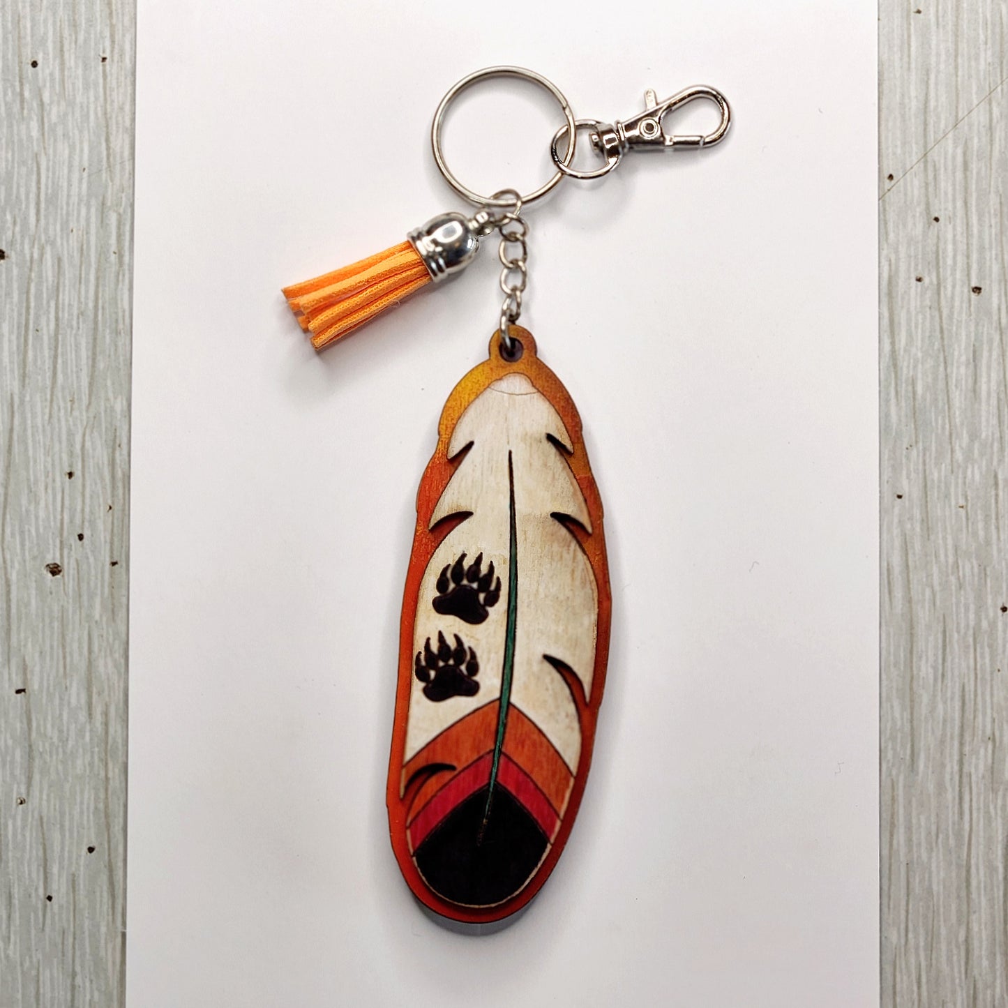 Wooden Feather Keychain - Variety