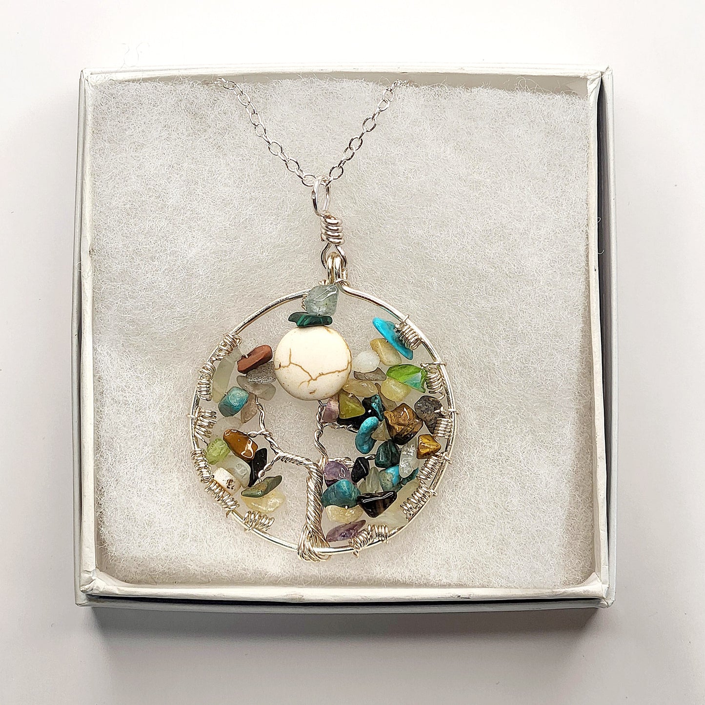 1 of a Kind Gemstone Tree Necklace