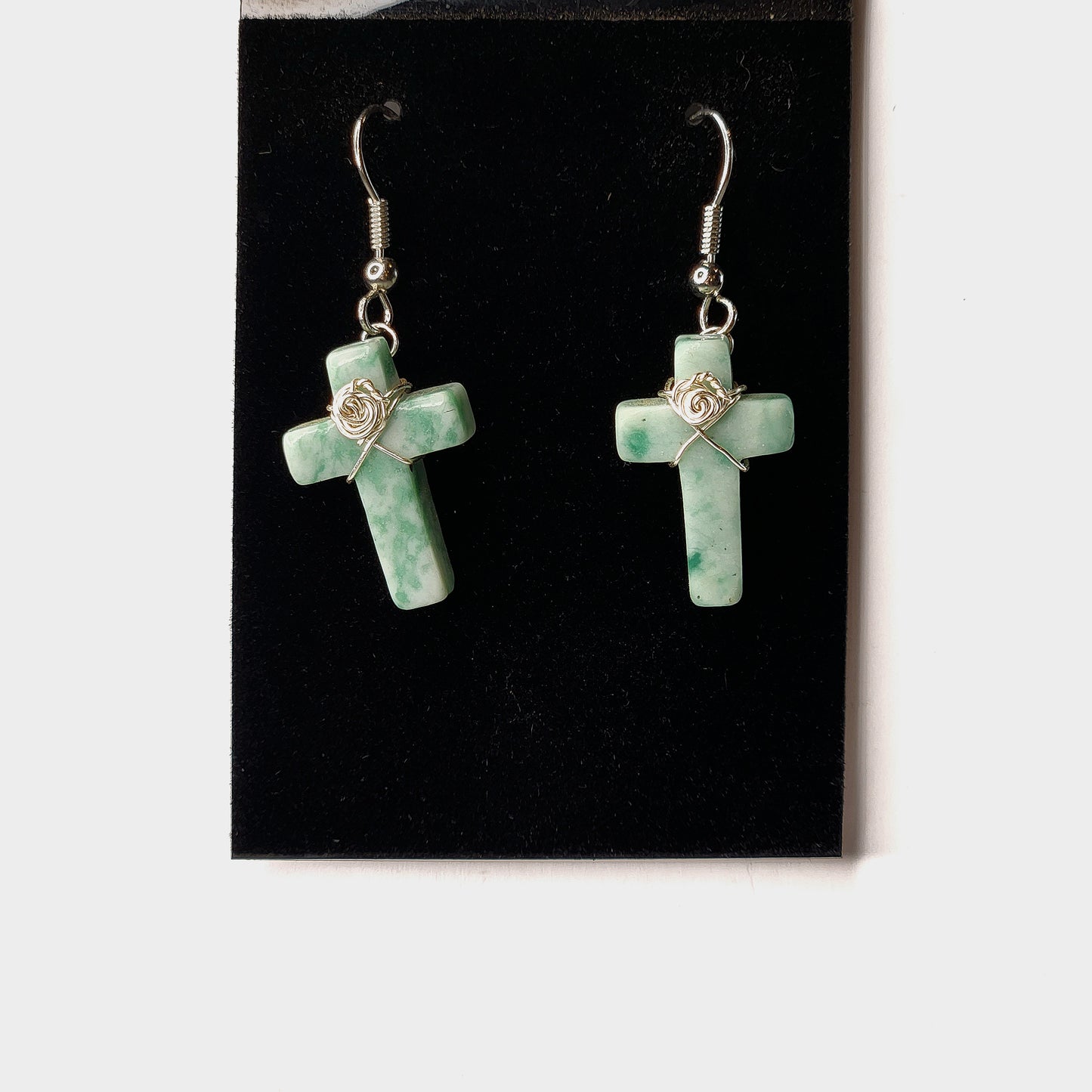 Gemstone Cross Earrings