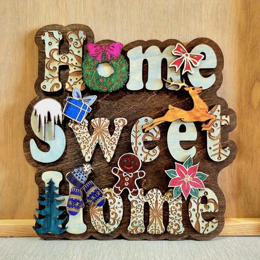 Home Sweet Home Christmas Decor Sign