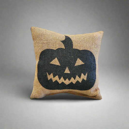 Burlap Jack-O-Lantern Pillow