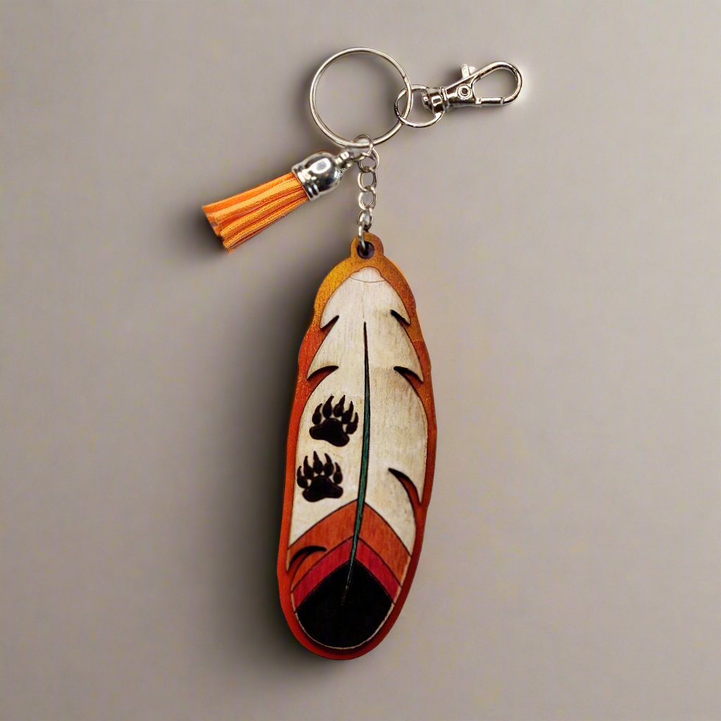 Wooden Feather Keychain - Variety