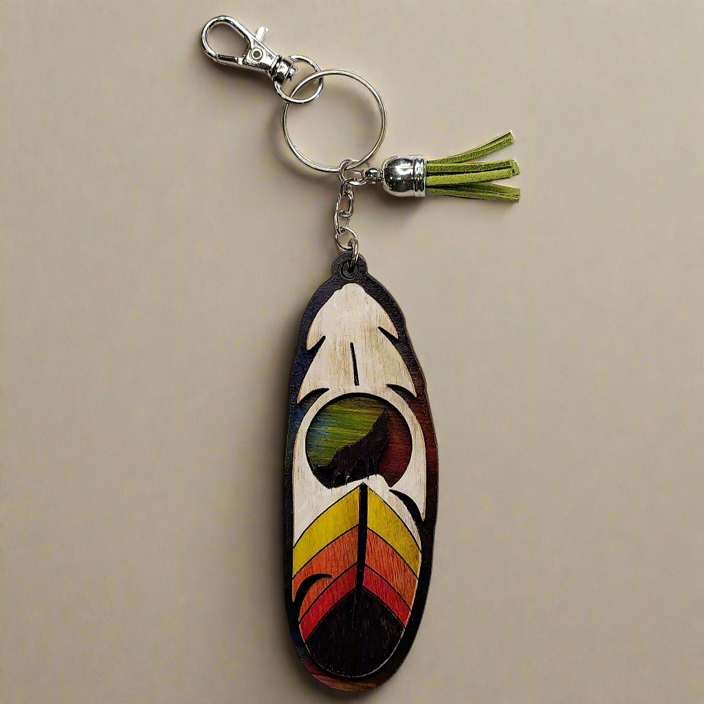 Wooden Feather Keychain - Variety