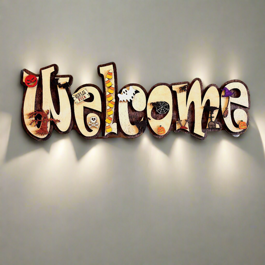 Halloween Style Wooden Welcome Sign