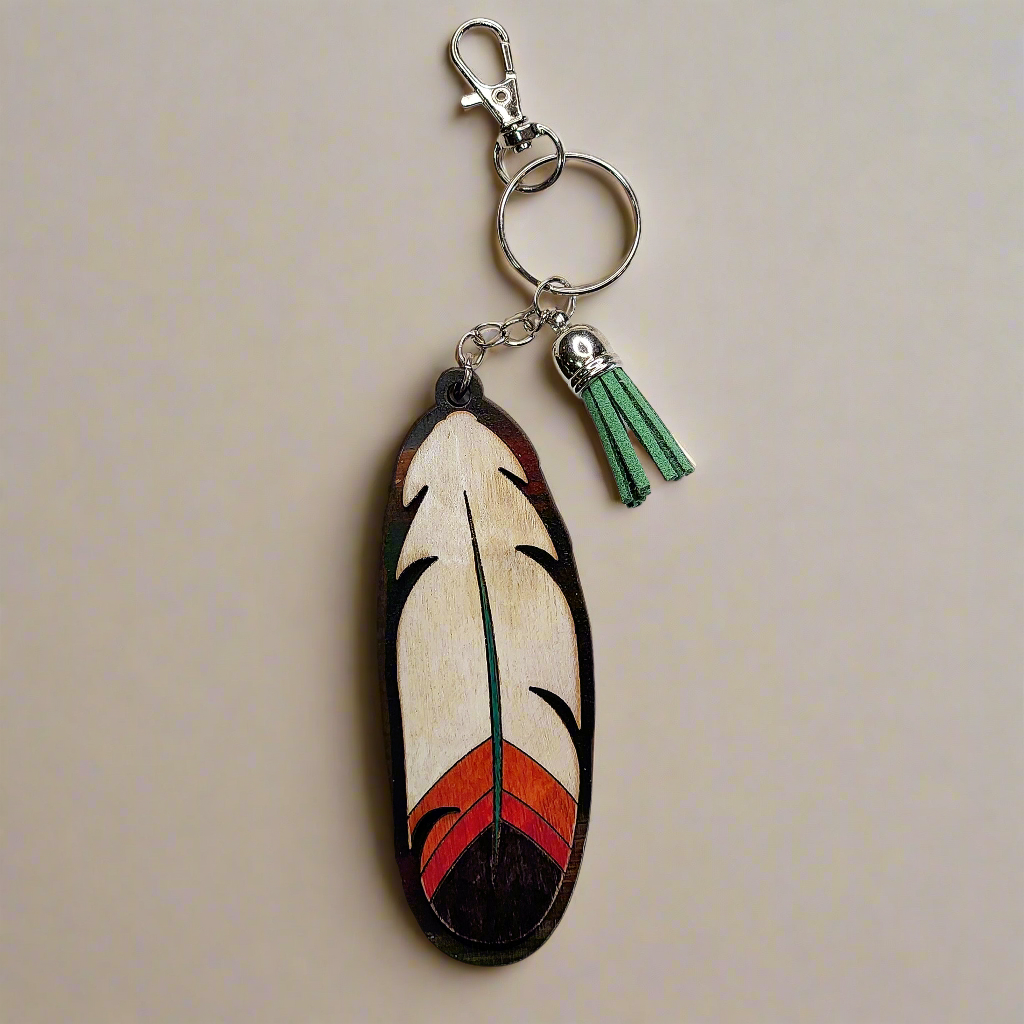 Wooden Feather Keychain - Variety