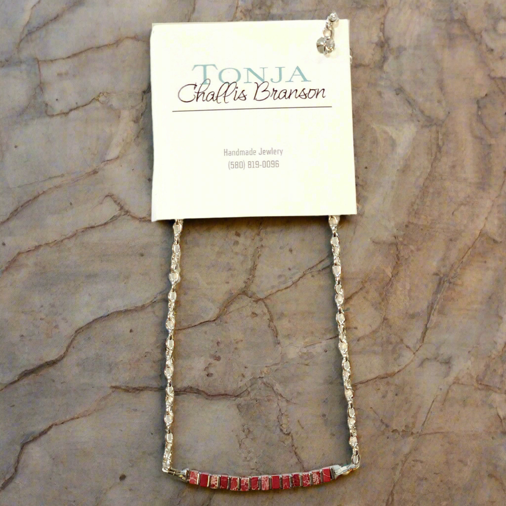 Rojo Imperial Jasper Bar Necklace 19" with extender