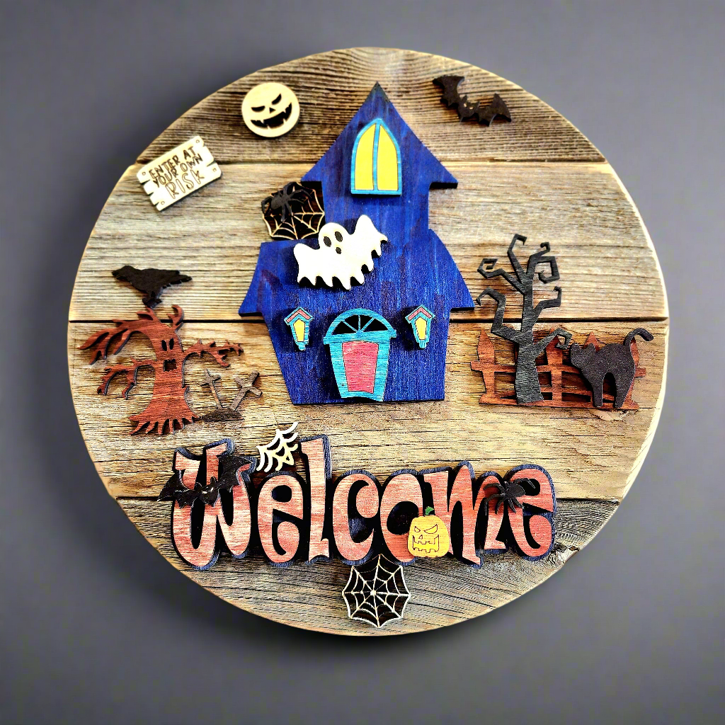 Halloween Welcome Wooden Sign