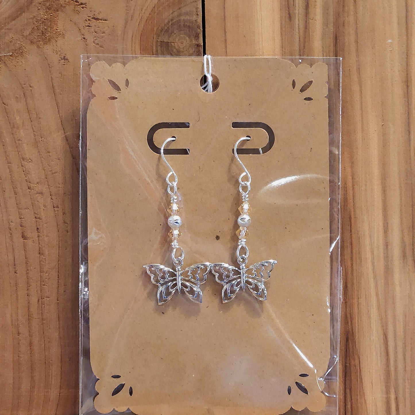 Sterling Silver Platinum Plated Butterfly Earrings