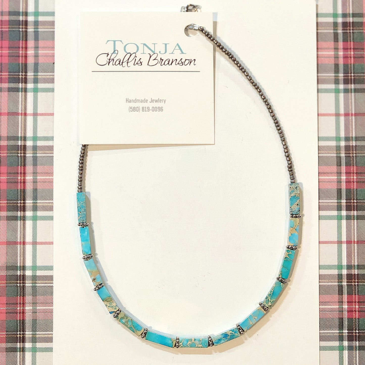 Turquoise Square Bar Style Necklace