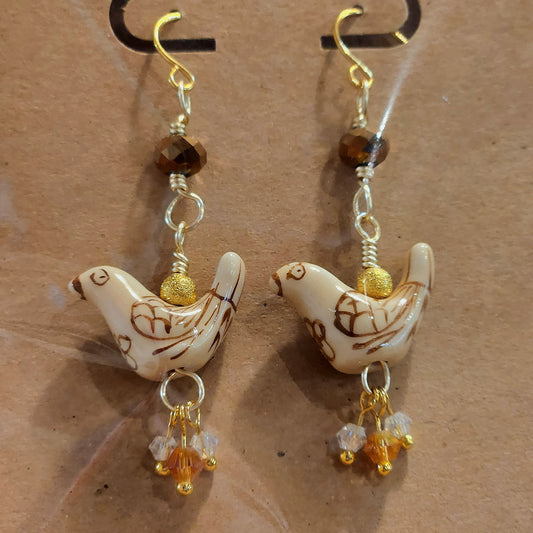 Cluster Jewel Chicken / Dove Earrings