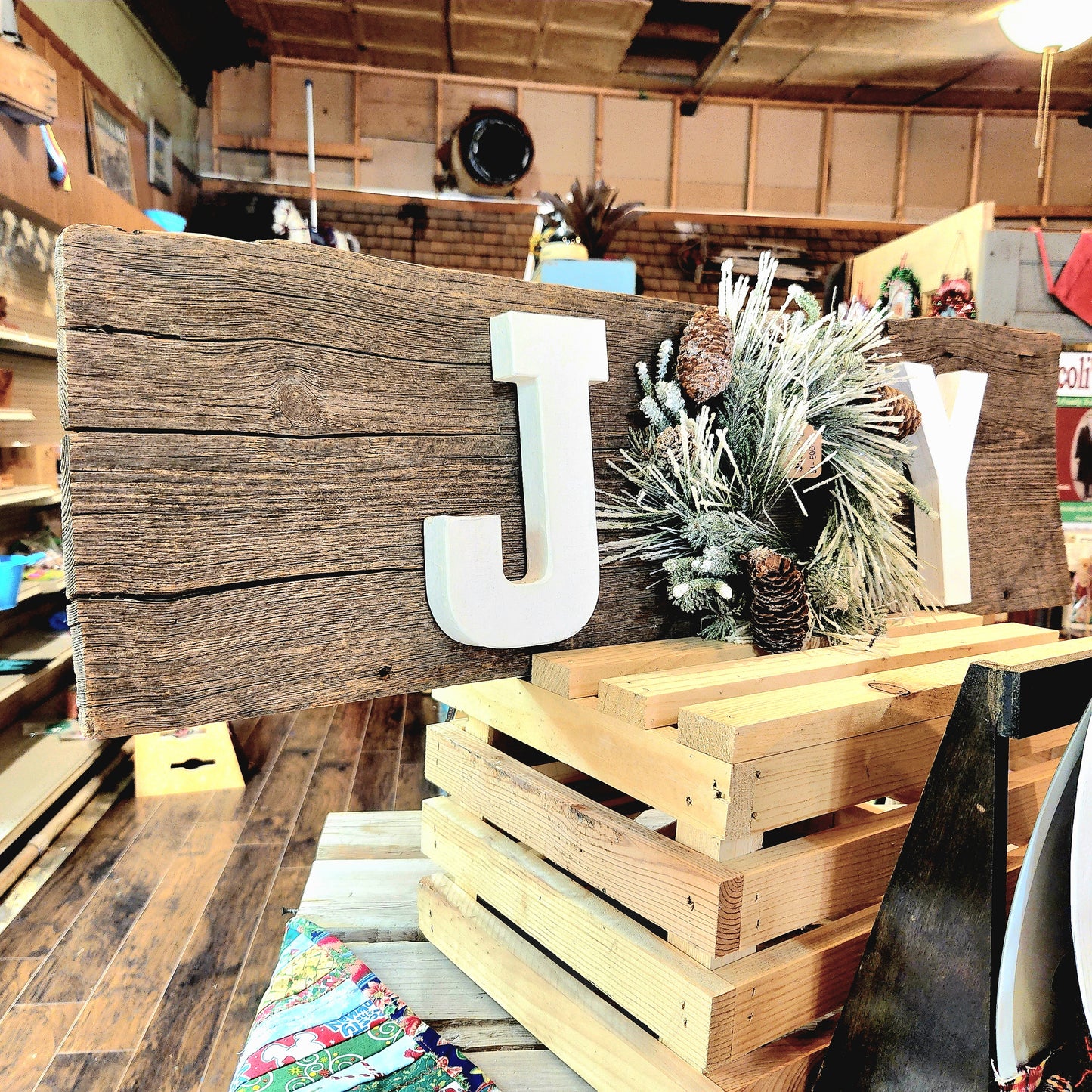 "JOY" Heavy Wooden Sign