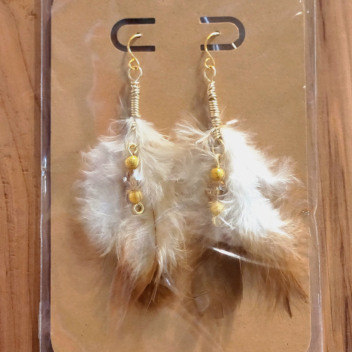 Beaded Accent Feather Earrings